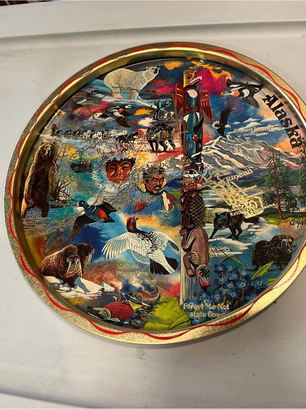 Alaska Decorative Art Tray - Multicolor Native Wildlife Design